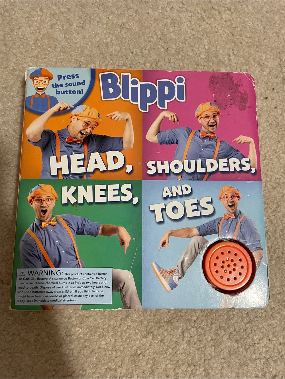 Blippi Lot  Orange & Blue Beret,Orange Suspenders,glasses,2 (1 sound)board books - Picture 3 of 10